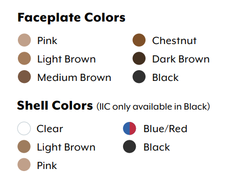 Starkey Edge AI hearing aid colours